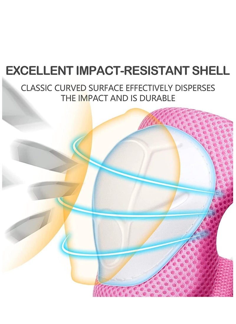Generic - Roller Skating Protective Gear Children's Helmet Set for Riding Elbow Wristband Skateboard Skates Balance Bike Helmet Knee Pads 7 Pieces - Pink (S for 2-8years old) - Image 1