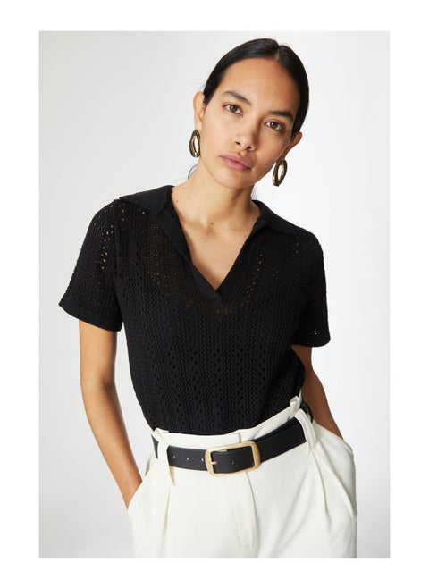 Crochet Knitted Polo Top