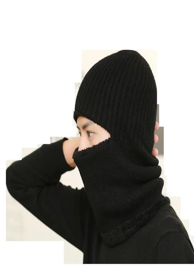 Richmen Winter Monkey Cap Snow Proof Woolen Hat for Women and Men Soft Fleece Inside Fur Beanie Skull Cap Casual Ski Hiking Wool Full Face Cover Balaclava Motorcycle Capset | Freesize (Black) - Image 5