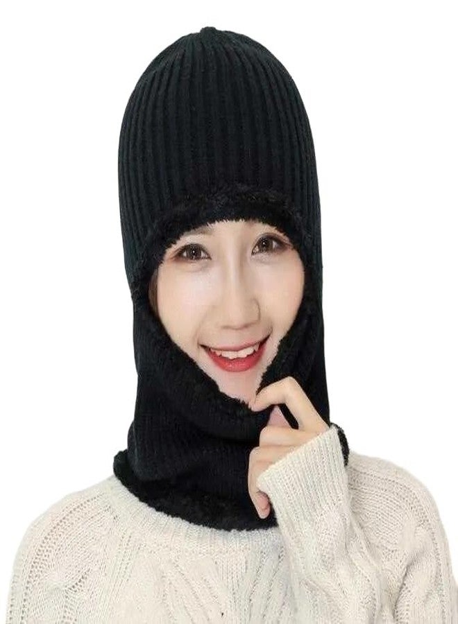 Richmen Winter Monkey Cap Snow Proof Woolen Hat for Women and Men Soft Fleece Inside Fur Beanie Skull Cap Casual Ski Hiking Wool Full Face Cover Balaclava Motorcycle Capset | Freesize (Black) - Image 2