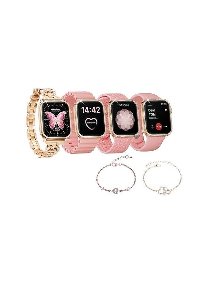 Germany Germany G10 Mini Smart Watch – Fitness Tracker with 4 Straps, Heart Rate & Sleep Monitor, Bluetooth Call, Sports Modes, Waterproof Activity Tracker for Android & iPhone – Pink Gold  - Image 2