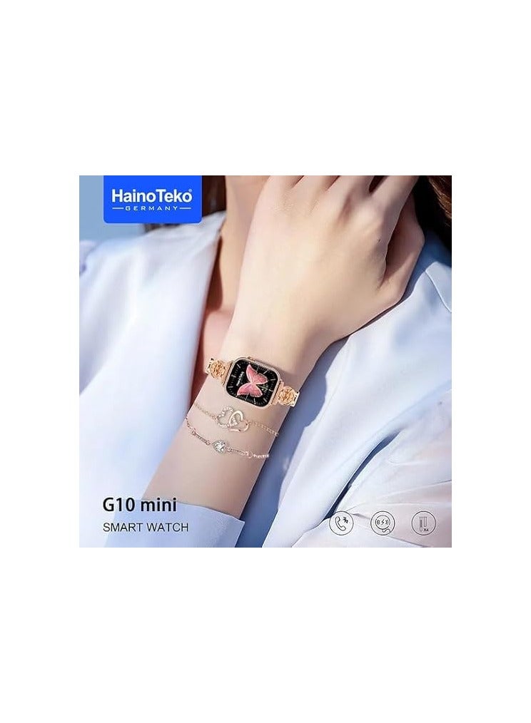 Germany Germany G10 Mini Smart Watch – Fitness Tracker with 4 Straps, Heart Rate & Sleep Monitor, Bluetooth Call, Sports Modes, Waterproof Activity Tracker for Android & iPhone – Pink Gold  - Image 4