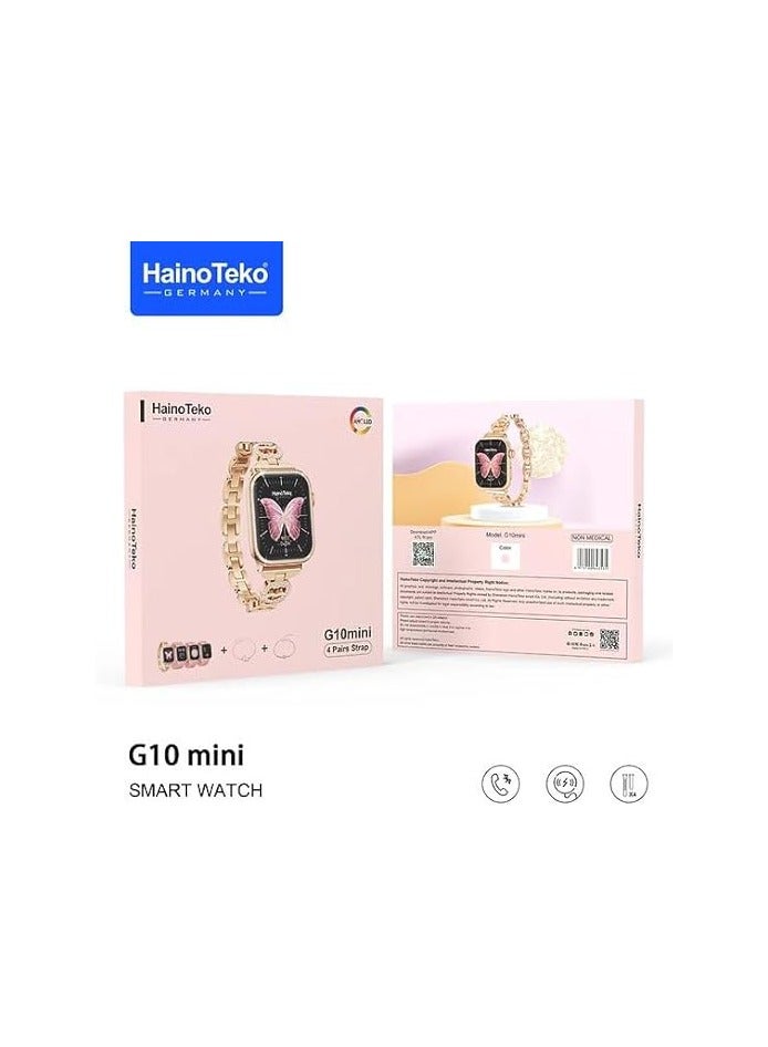 Germany Germany G10 Mini Smart Watch – Fitness Tracker with 4 Straps, Heart Rate & Sleep Monitor, Bluetooth Call, Sports Modes, Waterproof Activity Tracker for Android & iPhone – Pink Gold  - Image 3