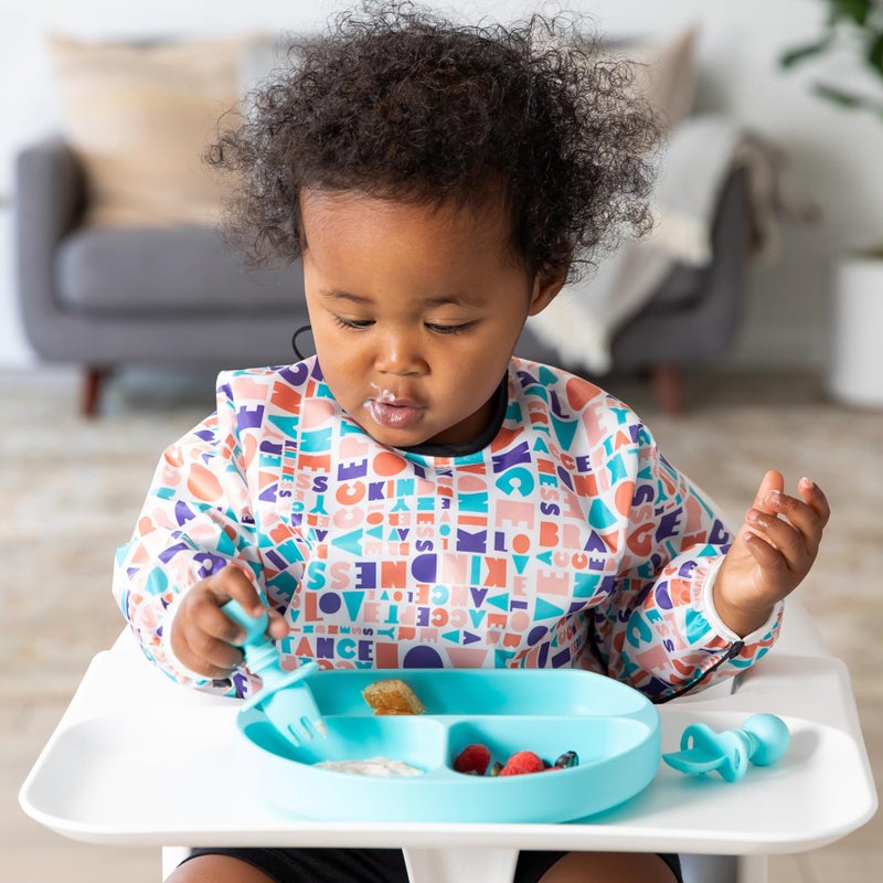 Bumkins - Sleeved Bib - For Boys & Girls, Babies & Toddlers 6-24 Months - Lightweight, Durable, Waterproof - Long Sleeve Bib - Catch-All Pocket - Wipeable & Machine Washable - Btwf - 2 Pack - Image 3