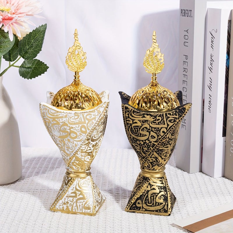 White Twisted Arabic Script Design Incense Holder Classic Traditional Bakhoor Burning Container Home Ornament For Meditation Yoga And Table Decor - Image 4