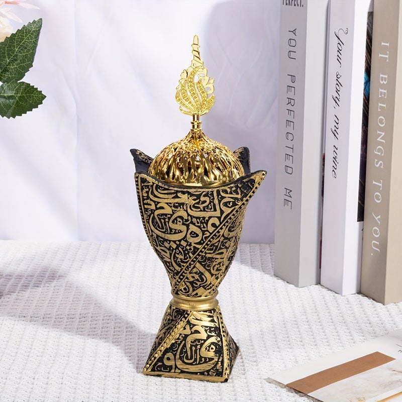 White Twisted Arabic Script Design Incense Holder Classic Traditional Bakhoor Burning Container Home Ornament For Meditation Yoga And Table Decor - Image 5
