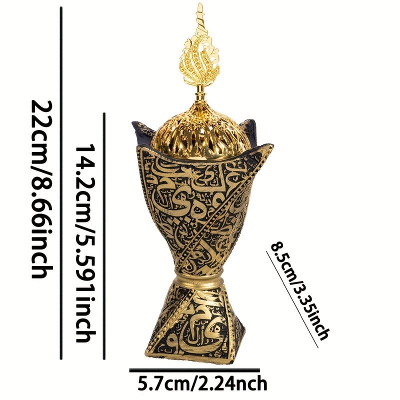 White Twisted Arabic Script Design Incense Holder Classic Traditional Bakhoor Burning Container Home Ornament For Meditation Yoga And Table Decor - Image 3