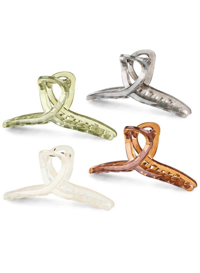 AUTOWRAP 4 pcs Big Hair Claw Clips, Large Jelly Clip Extra Large Claw Clips for Thick Hair and Long Hair Large Butterfly Hair Clips for Women Girls Hair Accessories - Image 1