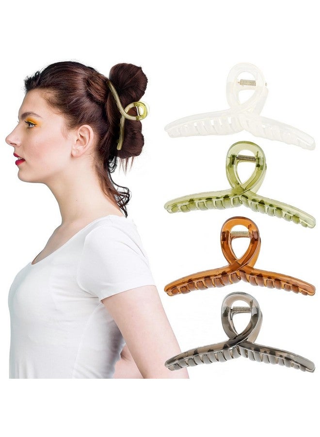 AUTOWRAP 4 pcs Big Hair Claw Clips, Large Jelly Clip Extra Large Claw Clips for Thick Hair and Long Hair Large Butterfly Hair Clips for Women Girls Hair Accessories - Image 4