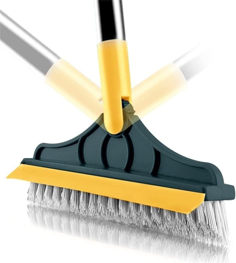 PPK24X9 PPK 24x9 2-in-1 Bathroom Cleaning Brush Wiper, Long Handle, 120° Rotating Cleaning Brush, Floor Scrub, Tiles Brush, Yellow, Green  - Image 2