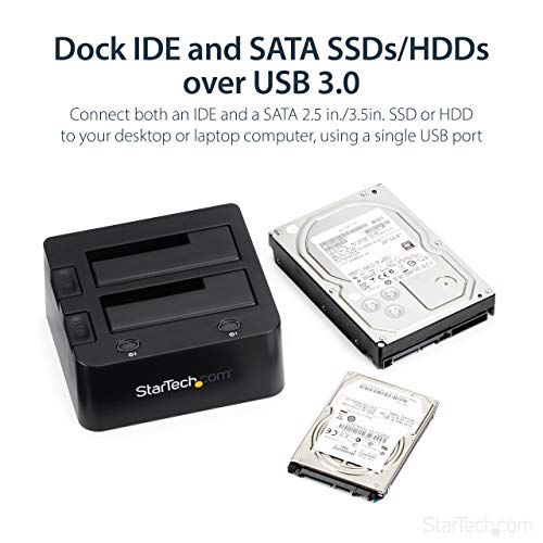 Startech.com StarTechcom DualBay USB 30 to SATA and IDE Hard Drive Docking Station USB Hard Drive Dock External 2535 SATA IIIIDE SSDHDD Docking Station HotSwap Drive Bays TopLoading UNIDOCKU33 - Image 3