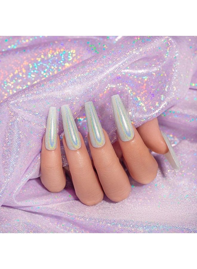 RARJSM Holographic Nail Polish Set 3PCS Rose Gold Silver Red Gel Polish Kit Soak off Nail Gel with Glitter Mermaid Unicorn Effect Curing Required for Nail Art Design Manicure Salon DIY at Home - Image 2