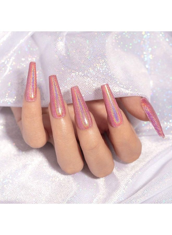 RARJSM Holographic Nail Polish Set 3PCS Rose Gold Silver Red Gel Polish Kit Soak off Nail Gel with Glitter Mermaid Unicorn Effect Curing Required for Nail Art Design Manicure Salon DIY at Home - Image 4