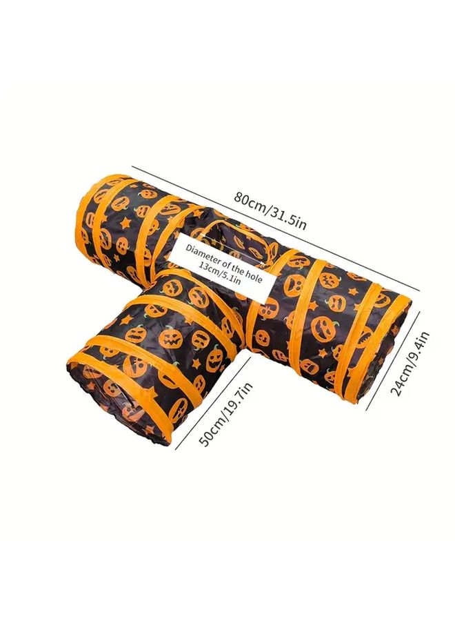 Halloween Cat Tunnel With Jack O Lantern And Spider Web Design Durable Polyester Interactive Toy For Indoor Play - Image 4