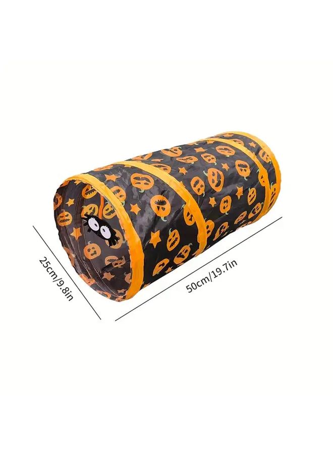 Halloween Cat Tunnel With Jack O Lantern And Spider Web Design Durable Polyester Interactive Toy For Indoor Play - Image 5