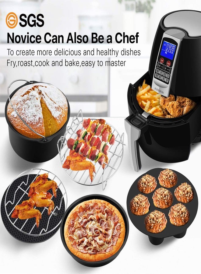 Flexzion Air Fryer Accessories Set for Phillips Gowise Ninja Foodi Cozyna Cosori Nuwave Air Fryer Accessories Kit 7 Set 7 Inch Universal Fit with Air Fryer Recipe Cookbook - Image 2