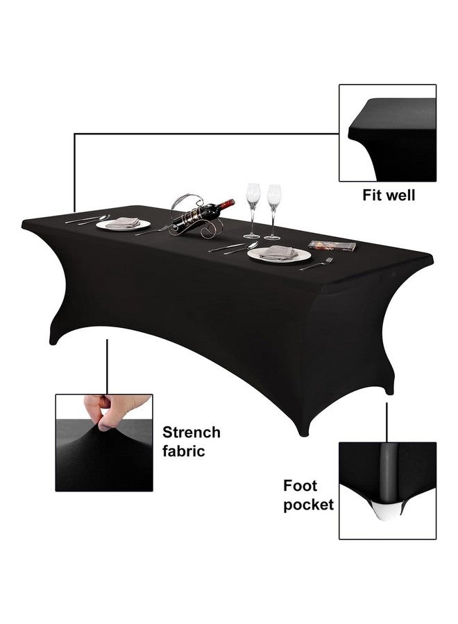 FORLIFE 6Pack Spandex Table Covers 6ft，Fitted Tablecloth for 6ft Rectangular Tables, Stretch Patio Table Covers, Universal Spandex Table Cover for Wedding, Banquet, Party - Black - Image 4