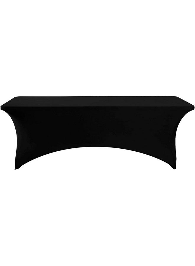 FORLIFE 6Pack Spandex Table Covers 6ft，Fitted Tablecloth for 6ft Rectangular Tables, Stretch Patio Table Covers, Universal Spandex Table Cover for Wedding, Banquet, Party - Black - Image 2