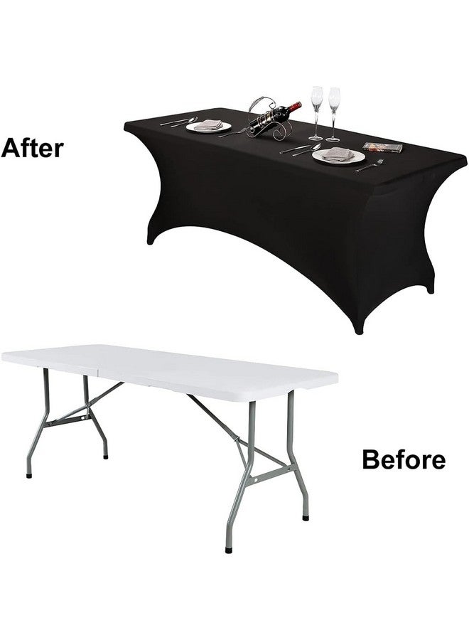 FORLIFE 6Pack Spandex Table Covers 6ft，Fitted Tablecloth for 6ft Rectangular Tables, Stretch Patio Table Covers, Universal Spandex Table Cover for Wedding, Banquet, Party - Black - Image 5