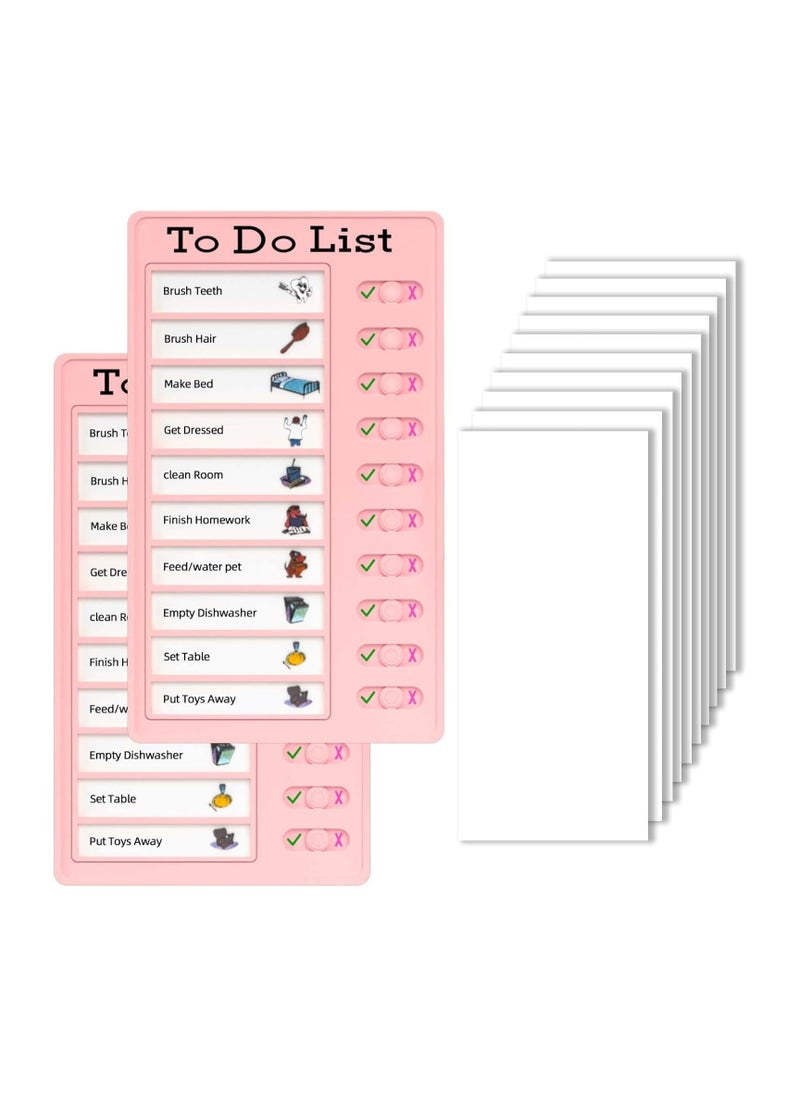 Generic 2 PCS Sliding Chore Chart for Kids, Plastic Checklist with 10 Detachable DIY Cardstock Memo, Reusable Plastic Daily Plan to Do List Board for Home Routine Planning (Pink)  - Image 1