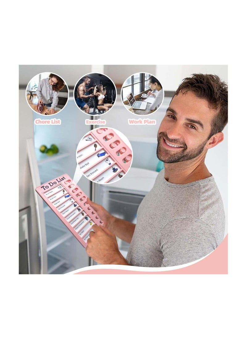 Generic 2 PCS Sliding Chore Chart for Kids, Plastic Checklist with 10 Detachable DIY Cardstock Memo, Reusable Plastic Daily Plan to Do List Board for Home Routine Planning (Pink)  - Image 5