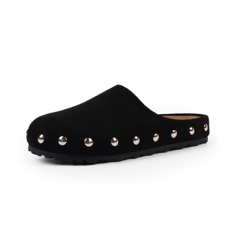 QIY Clogs for Women Slip on Studded Black Mules Comfortable Footbed Mule Clogs Womens Potato Shoes Size 6 - Image 1