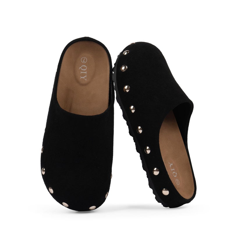 QIY Clogs for Women Slip on Studded Black Mules Comfortable Footbed Mule Clogs Womens Potato Shoes Size 6 - Image 5