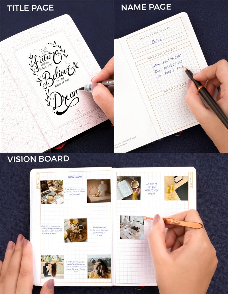 NEORAH — A6 DAILY DATED Planner 2026 ACCOMPLISH-512 Pages of Yearly•12 Month•52 Week+Hourly•365 Daily Journal Pages•Budget•Habit Tracker-Office Diary Academic - Hardcover[Pen Loop Attachable](RHUBARB) - Image 5