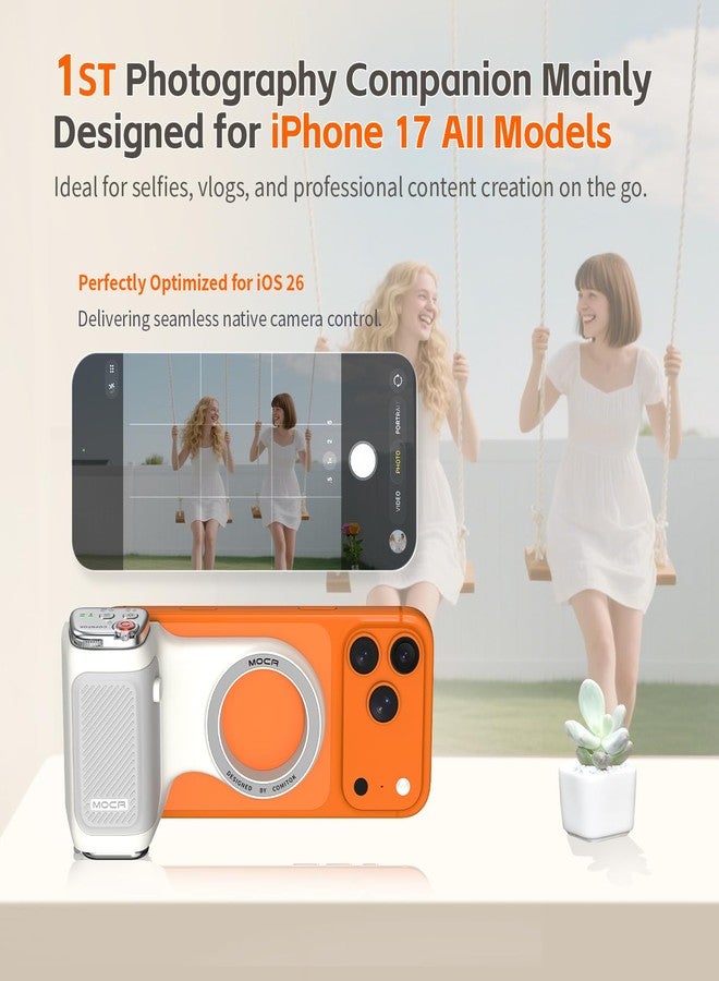 COMITOK MOCA Only for iPhone Fun Shot Magnetic Phone Grip for iPhone 17 All Models iOS26, iOS18, No Need App Camera Grip with Anti-Drop Design Detachable Remote Control and Convenient Keychain Hook - Image 2