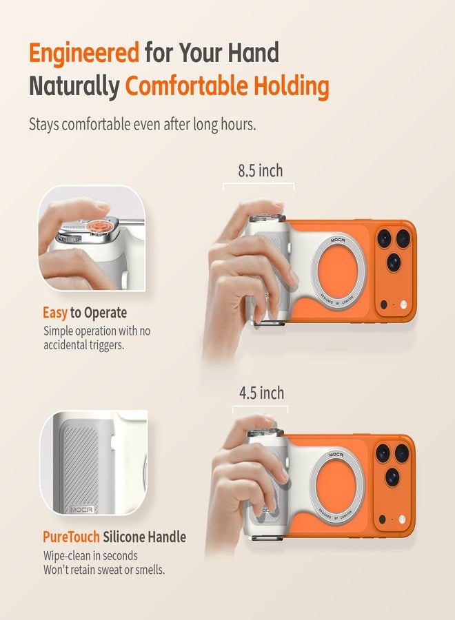 COMITOK MOCA Only for iPhone Fun Shot Magnetic Phone Grip for iPhone 17 All Models iOS26, iOS18, No Need App Camera Grip with Anti-Drop Design Detachable Remote Control and Convenient Keychain Hook - Image 4