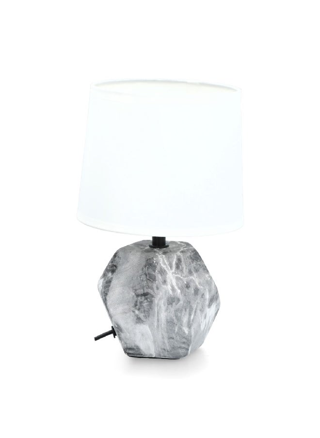Micasa - 60W E27 Base Scratch-Resistant Elegant Ceramic Bulb Illumination Table Lamp Grey and White 16 x 16 x 25.5 cm DE4427S-GREY - Image 1