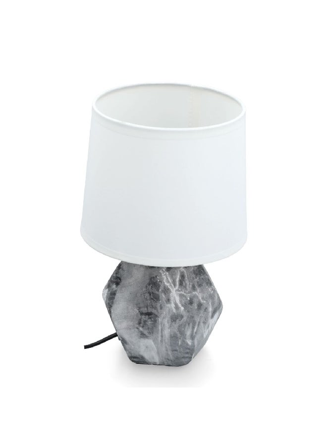 Micasa - 60W E27 Base Scratch-Resistant Elegant Ceramic Bulb Illumination Table Lamp Grey and White 16 x 16 x 25.5 cm DE4427S-GREY - Image 1