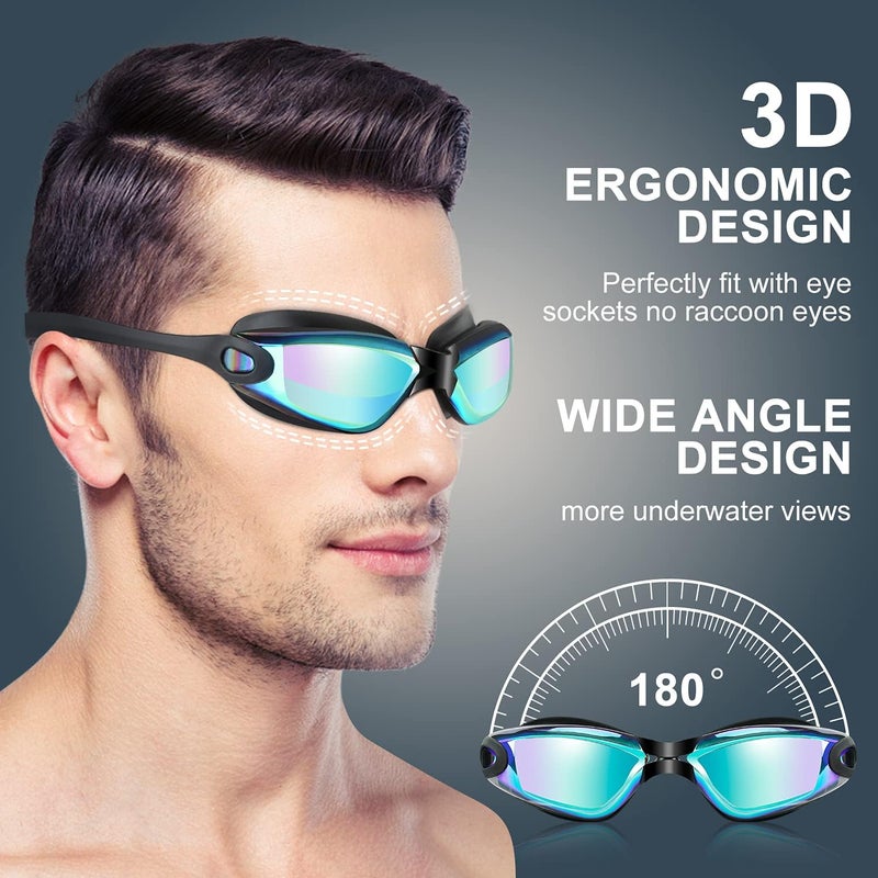 COOLOO Swim Goggles, 2 Pack Goggles Swimming Adult Swimming Goggles for Women Men Youth Teen Kids, Anti Fog Anti-UV No Leaking - Image 3