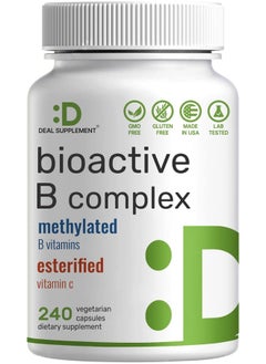 DEAL SUPPLEMENT Bioactive Vitamin B Complex | 240 Veggie Capsules - Methylated B Vitamins & Esterified Vitamin C, High Potency & Easy Absorption – Immune, Energy, & Metabolism Supplement – Non-Gmo, Vegan  - Image 1