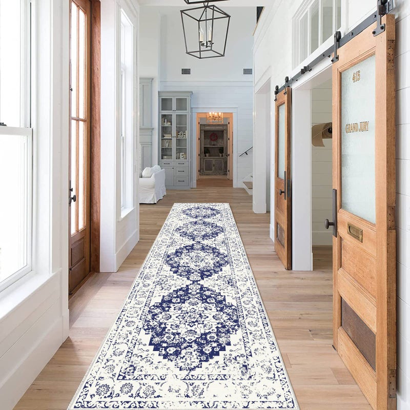 Pauwer Hallway Runner Rug 2x8 Long Washable Kitchen Rugs Runner Farmhouse Vintage Medallion Area Rug Carpet Soft Throw Rugs for Bedroom Non Slip Floor Runner for Entryway Laundry