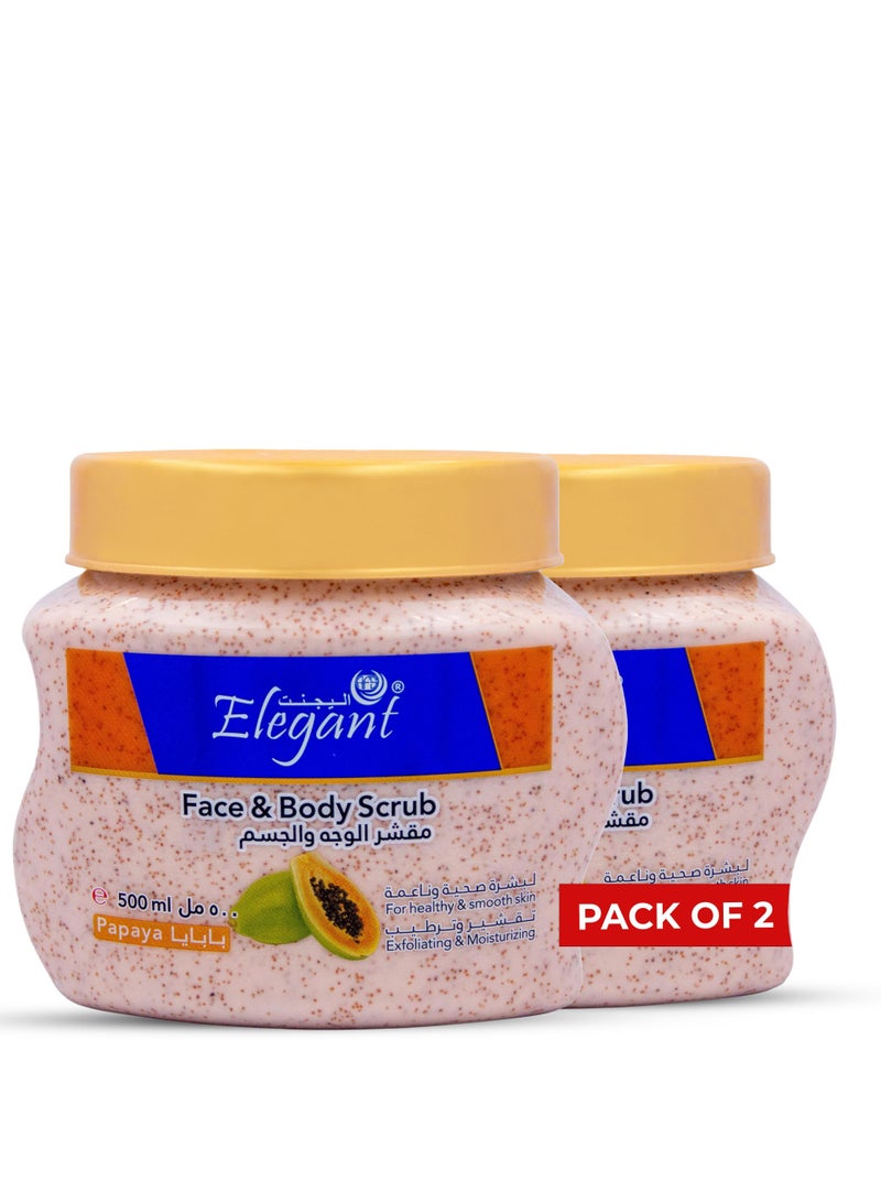 Elegant Pack of 2 Papaya Deep Exfoliating Face and Body Scrub 500ml - Image 1