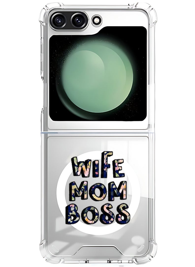 Theodor Magnetic Case for Samsung Galaxy Z Flip 5 Compatible with MagSafe Wireless Charging, Shockproof Phone Bumper Cover Wife Mom Boss  - Image 1