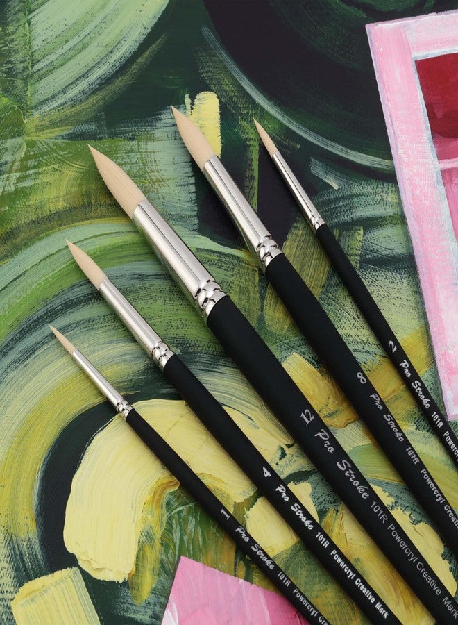 Creative Mark Pro-Stroke Powercryl Acrylic Paint Brushes - Rounds Value Set of 5, Synthetic Paint Brushes for Artists, Seamless Nickel-Plated Ferrules, Matte Black Wooden Handle, Soft-Touch Grip - Image 2