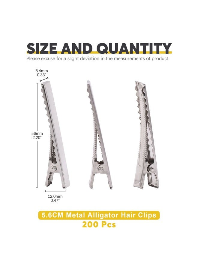Mardatt 200Pcs 2.20 inch / 5.6 cm Alligator Hair Clips Bulk Silver Single Prong Hair Clips For Bows Making Hair Pins For Sectioning Hair Styling And Sectioning Hairdressing DIY Crafts - Image 2