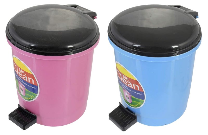 Kuber Industries Kuber Industries 2 Pieces Table Top Desk Garbage Dustbin Trash for Office Home Work Place2 LTRPink Blue  - Image 1