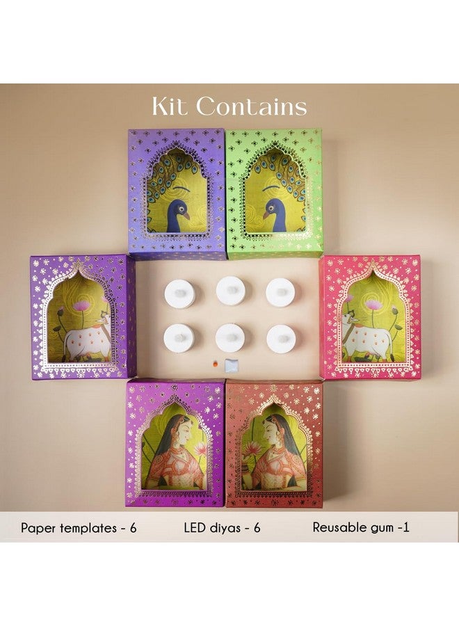 Island Rangoli صندوق ديب دور من ورق رانغولي الجزيرة (عبوة من 6) | ديكور منزلي | زينة ديوالي | زينة احتفالية | ديكور حائط | صندوق جهرخا التقليدي | حرفة ديي | - Image 4