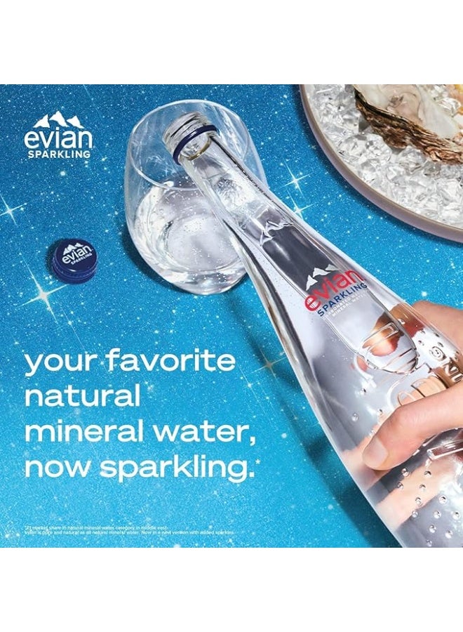 Evian Sparkling Natural Mineral Water 750ml × 12 Glass Bottles - Image 5