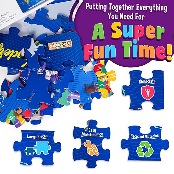 ZiGYASAW World Puzzle - World Map and Its Countries - Learning Aid & Educational Toy- Jigsaw Puzzle for Kids Age 6 and Above - 54 Pieces - Image 3
