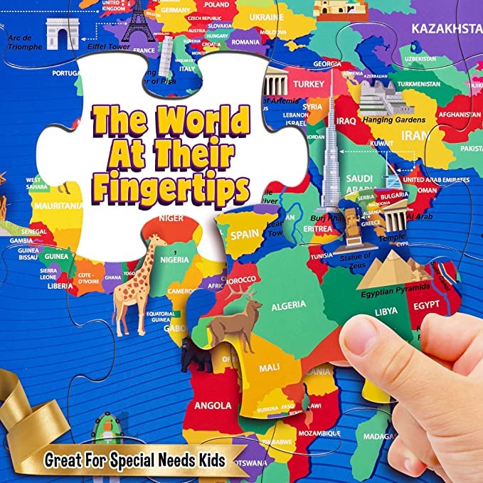 ZiGYASAW World Puzzle - World Map and Its Countries - Learning Aid & Educational Toy- Jigsaw Puzzle for Kids Age 6 and Above - 54 Pieces - Image 5