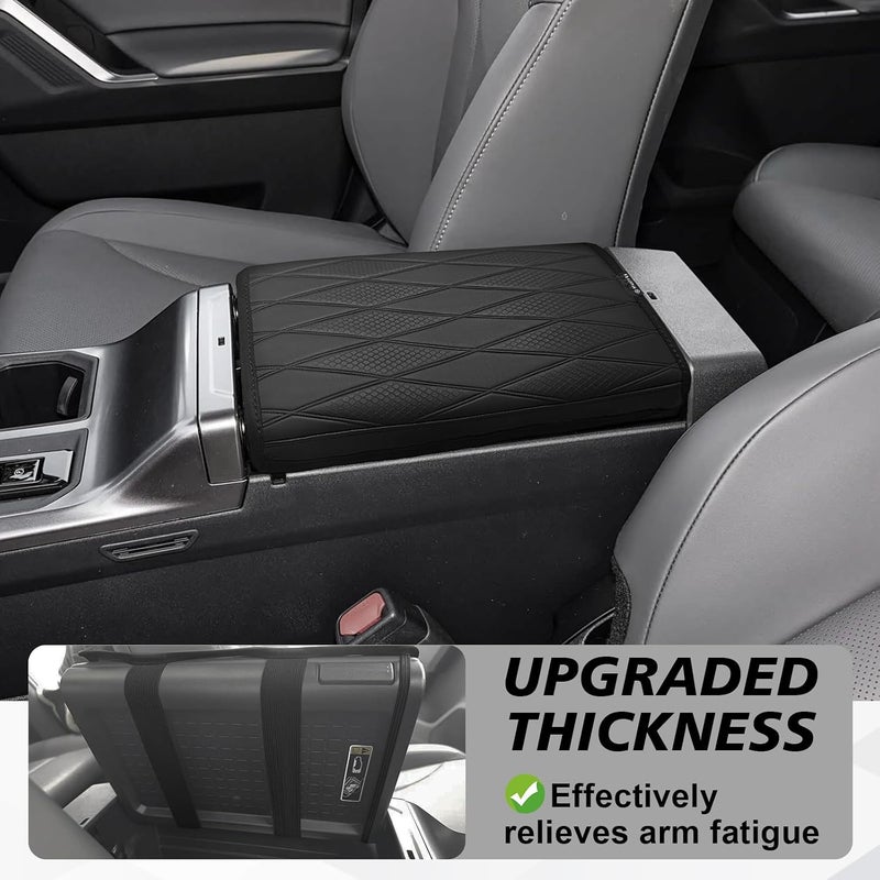 Muslogy Center Console Armrest Cover Compatible with 2026 Toyota RAV4 Accessories Comfort Armrest Pad Arm Rest Cushion Vegan Leather Protector Regular Thick(V2 Diamond Pattern) - Image 2