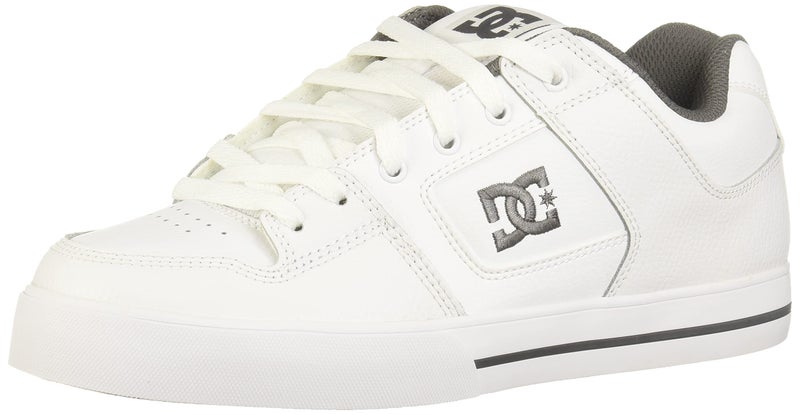 DC Men's Pure Casual Low Top Skate Shoe, White/Battleship/White, 12 D US