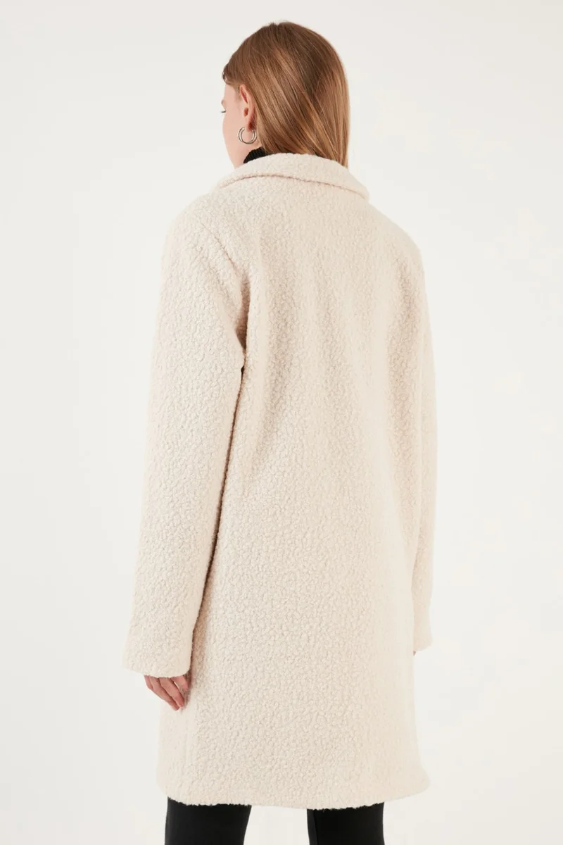 ليلا Oversize Double Breasted Collar Faux Fur Plush Coat Women's Coat 6403352