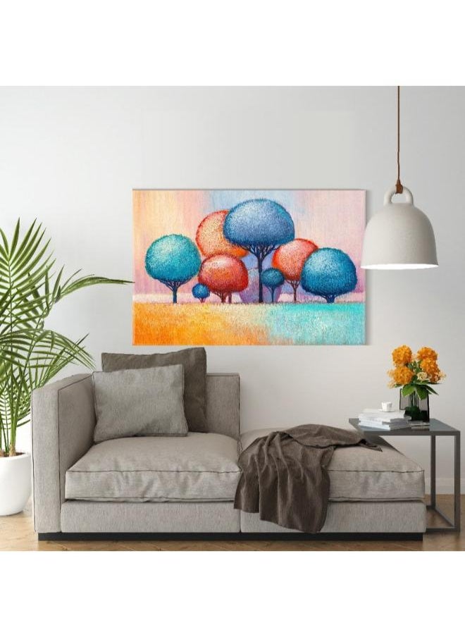 Home Gallery - Canvas Wall Art, Abstract Framed Portrait of colorful trees - Image 1