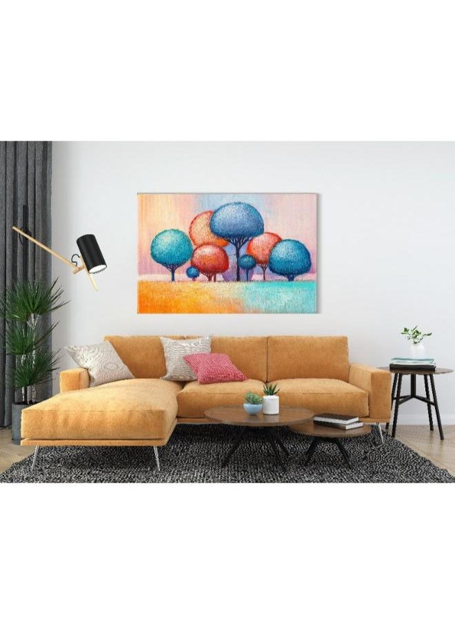 Home Gallery - Canvas Wall Art, Abstract Framed Portrait of colorful trees - Image 1