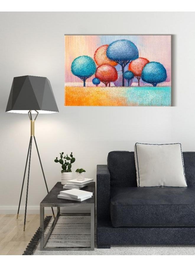 Home Gallery - Canvas Wall Art, Abstract Framed Portrait of colorful trees - Image 1